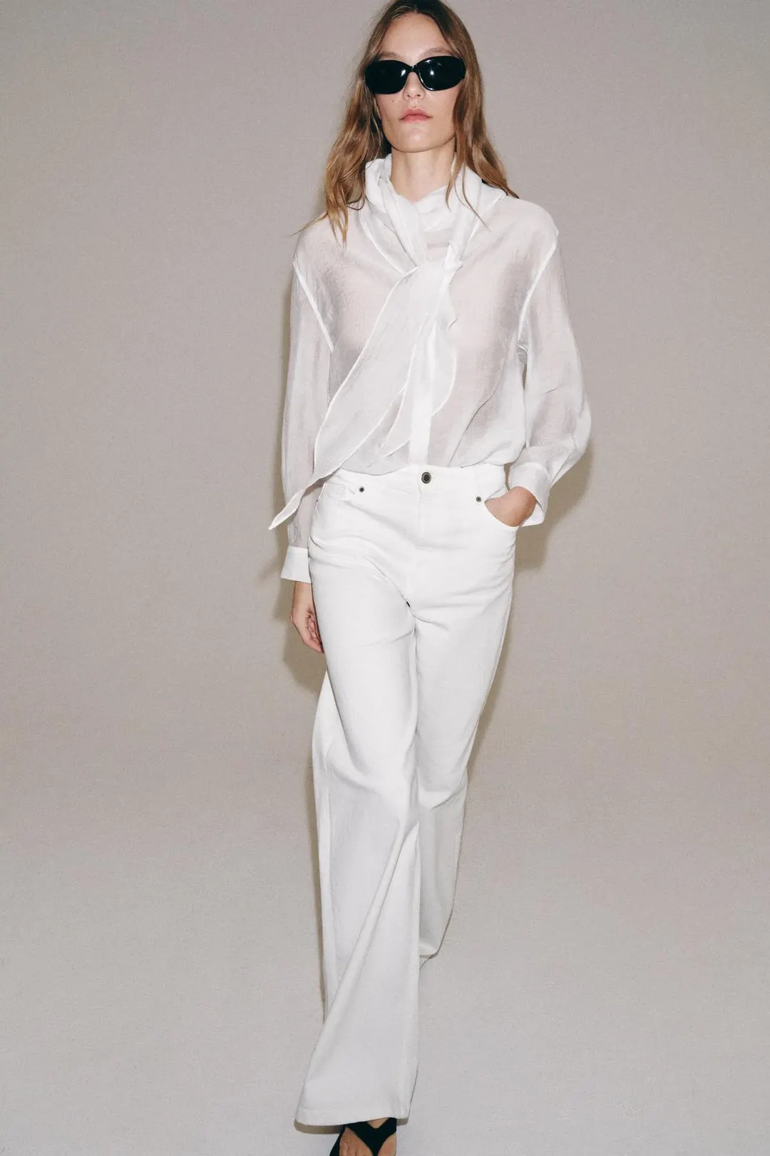 Джинсы ZW Collection широкие с высокой посадкой, Zara