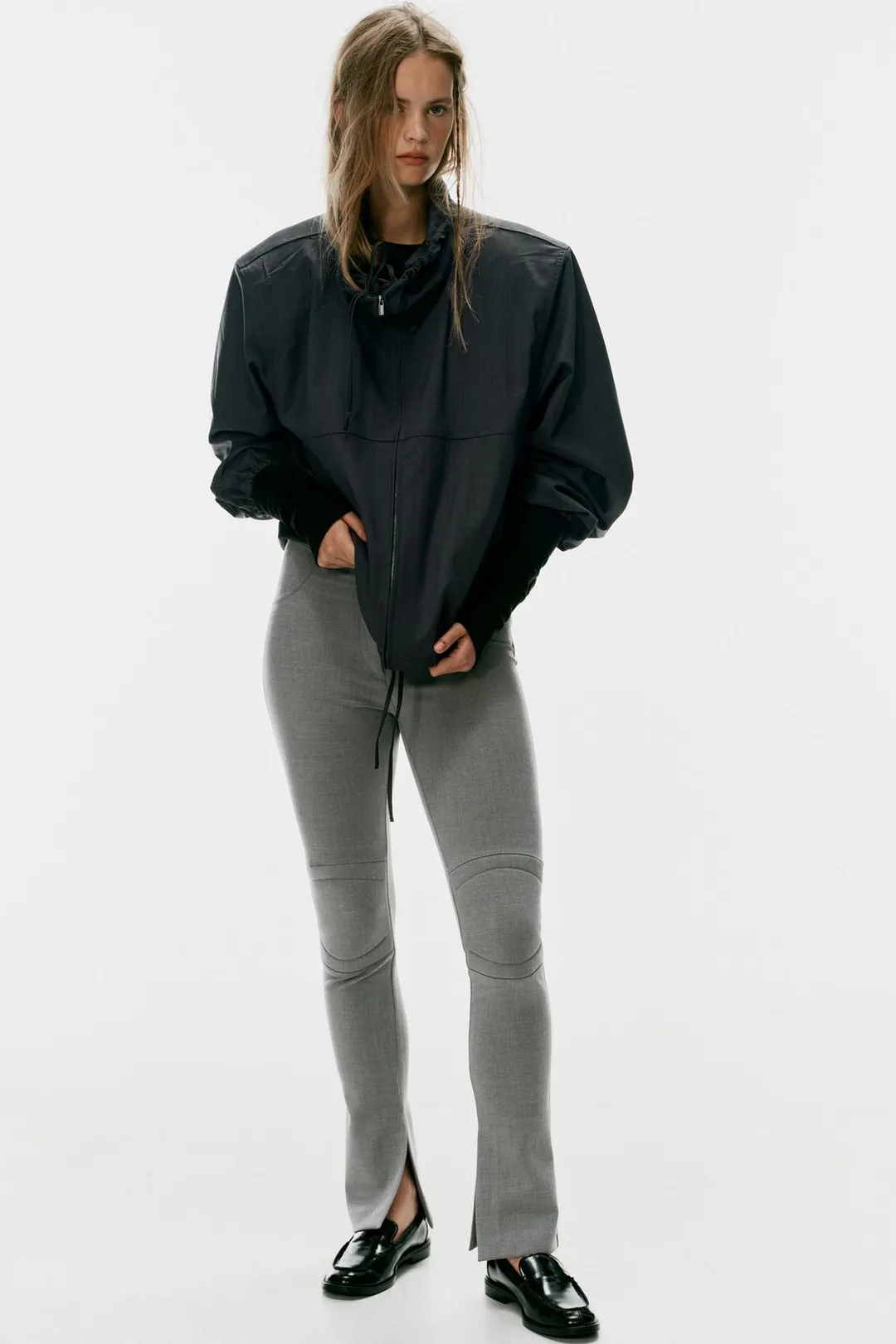 Жакет в тонкую полоску с подплечниками, Zara