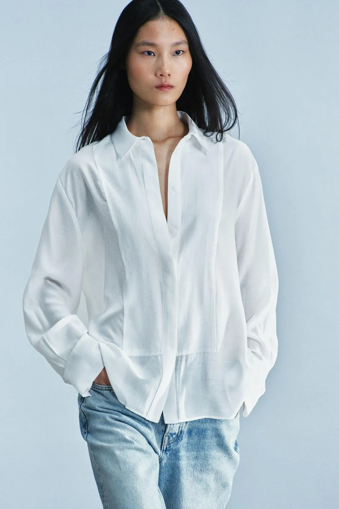 Однотонная рубашка-манишка ZW Collection, Zara