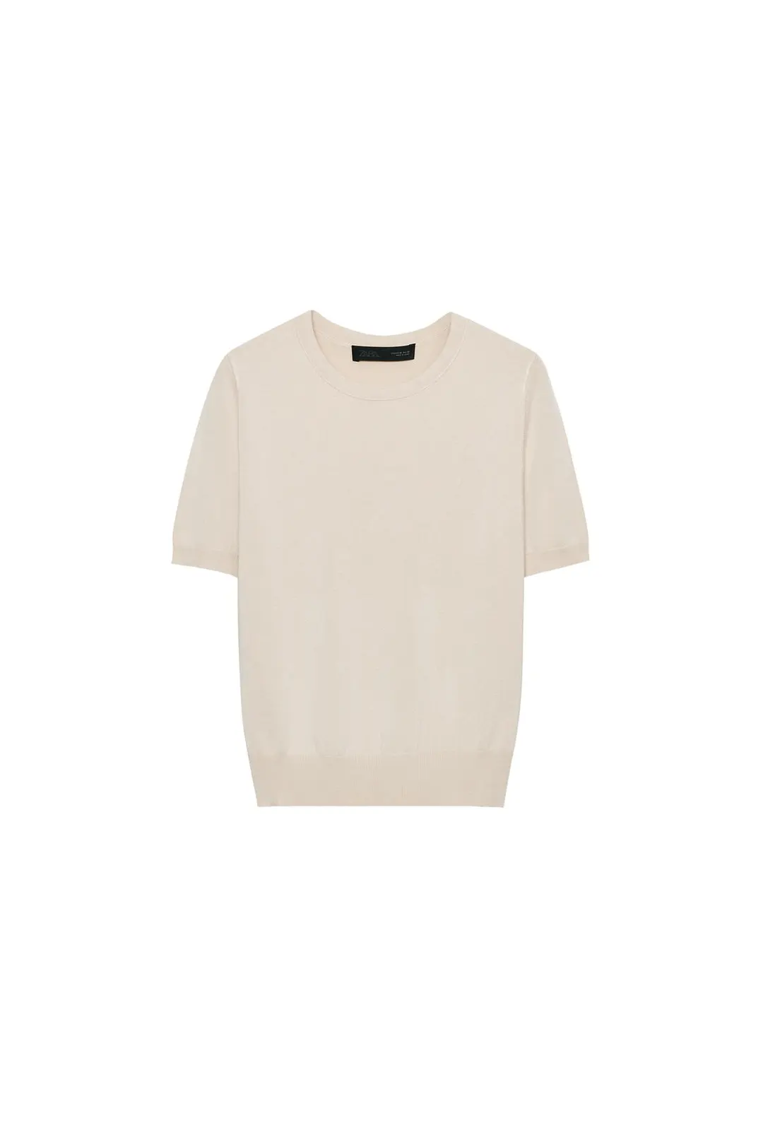 Базовый однотонный вязаный топ с короткими рукавами, Zara