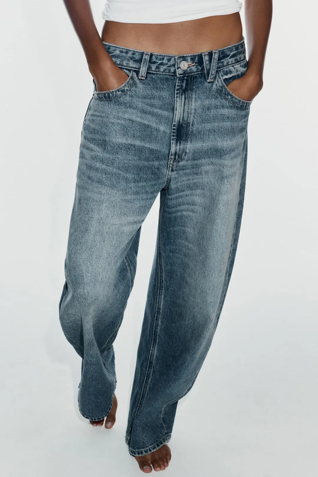 Джинсы TRF baggy средней посадки, Zara