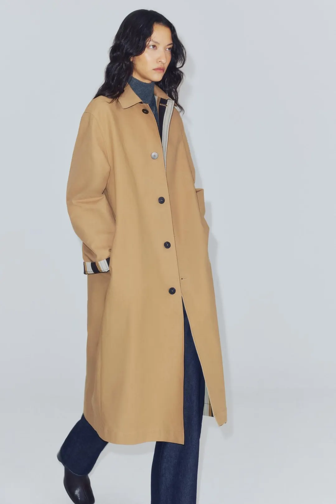 Двусторонний тренч в полоску ZW Collection, Zara