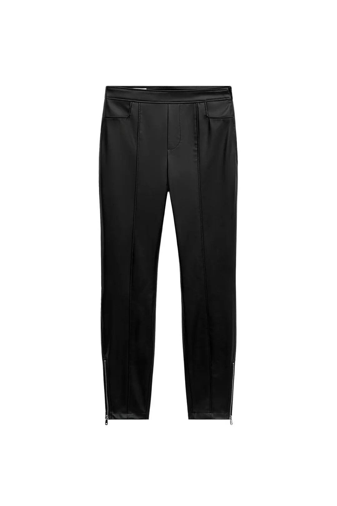 Брюки под кожу с молниями внизу, Zara
