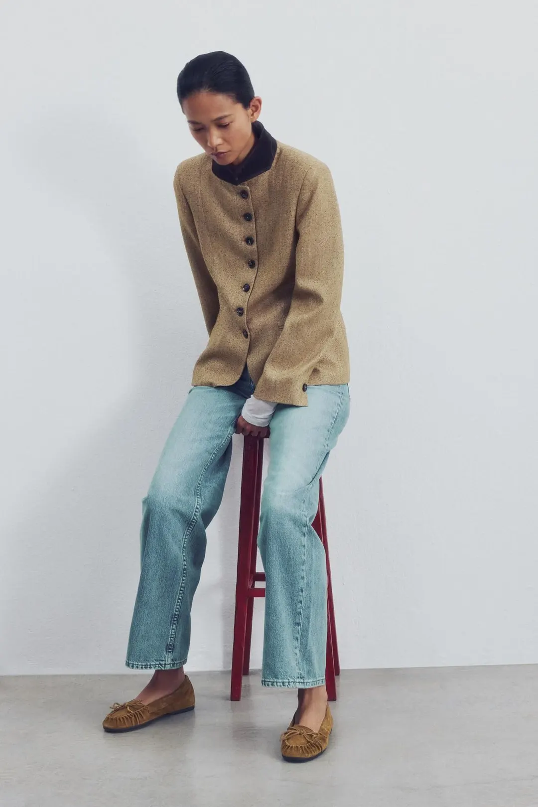 Лоферы из спилка с бантом, Zara