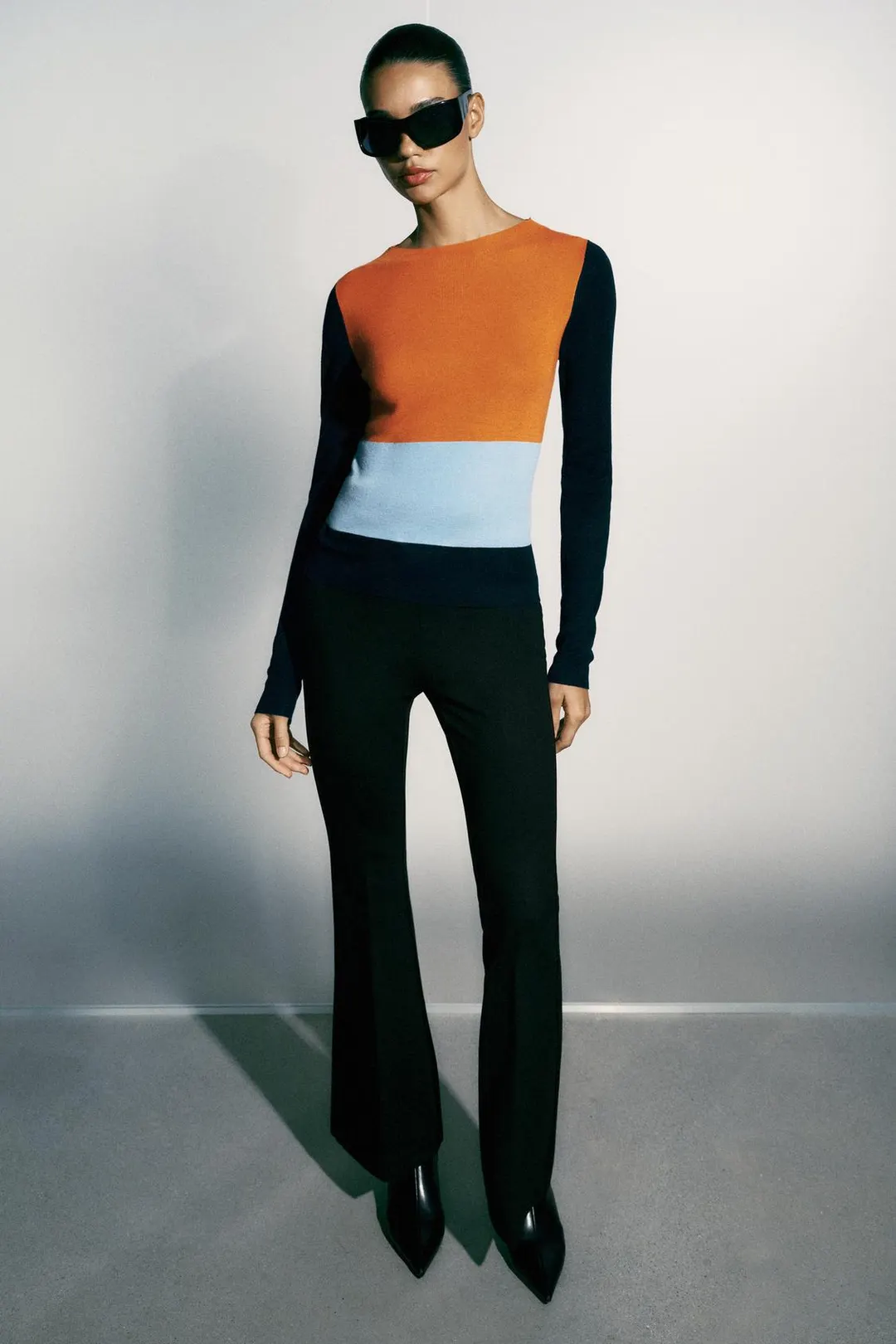 Топ тонкой вязки в стиле колор-блок, Zara