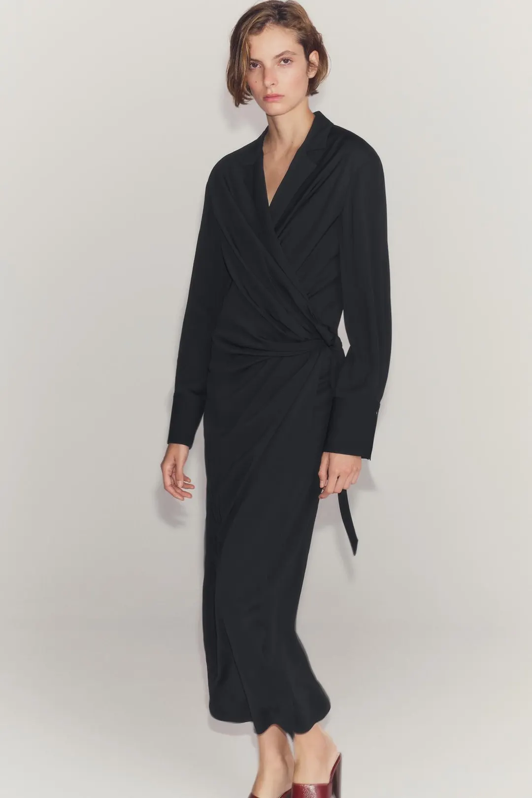 Атласное платье с узлом ZW Collection, Zara
