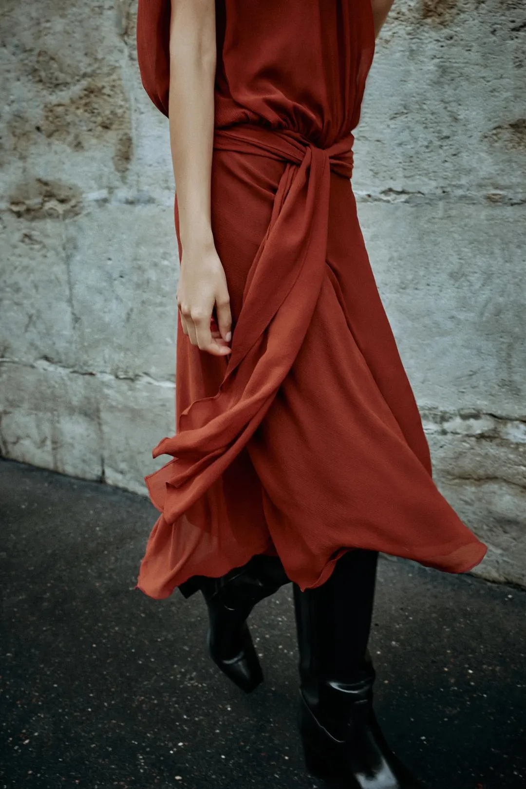 Платье миди с узлом, Zara
