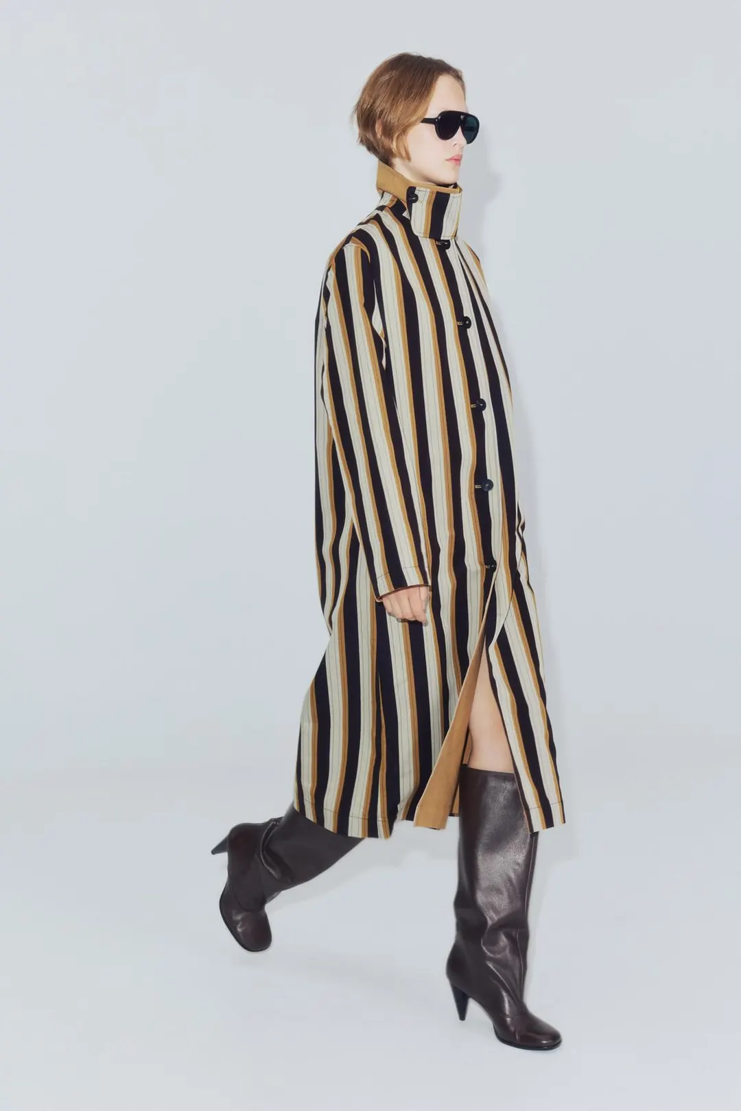 Двусторонний тренч в полоску ZW Collection, Zara