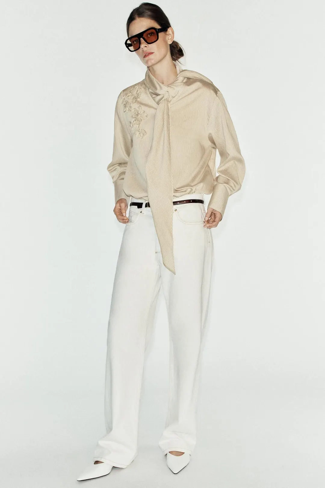 Рубашка в полоску с узлом, Zara