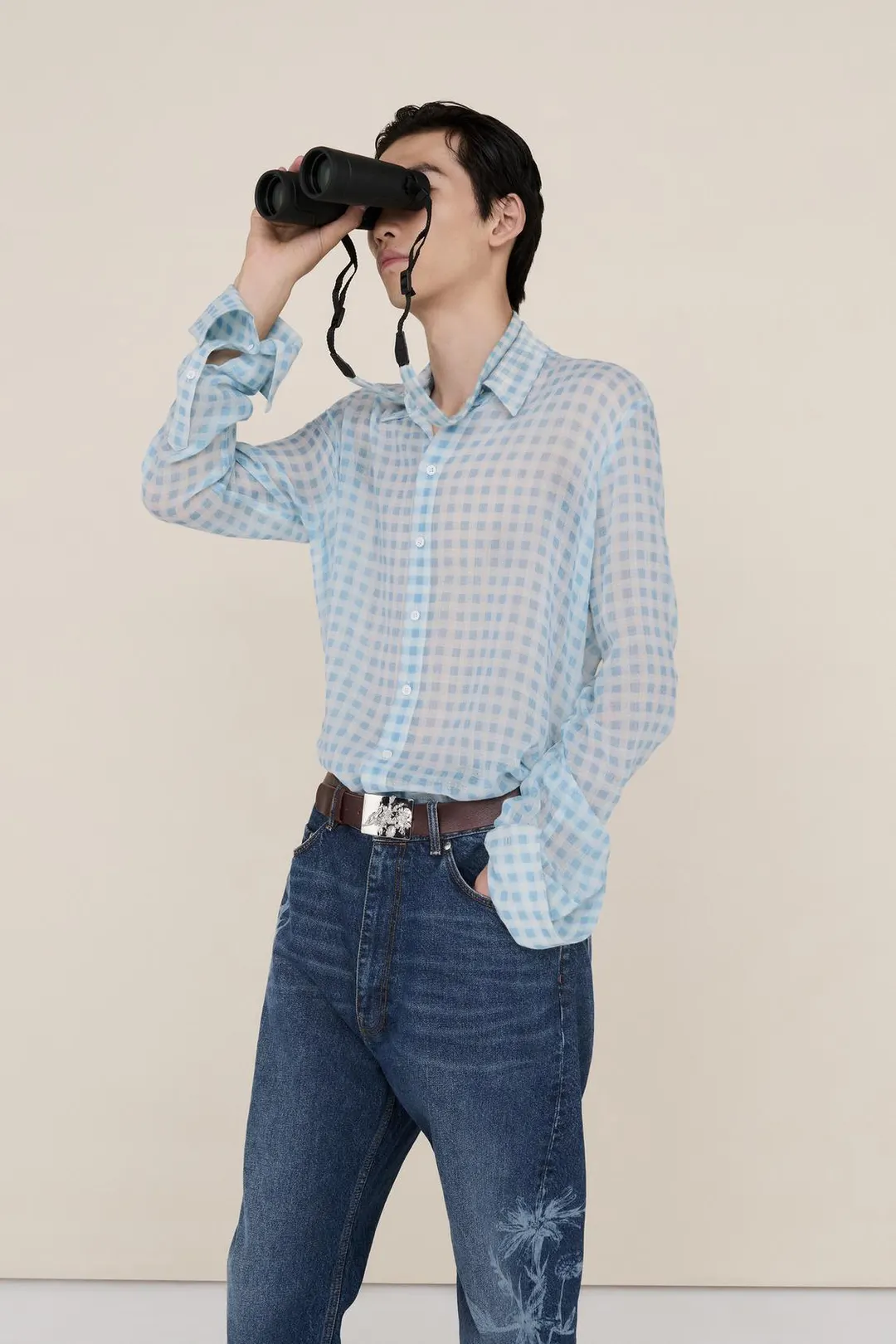 Легкая рубашка в клетку из 100% шерсти, Zara