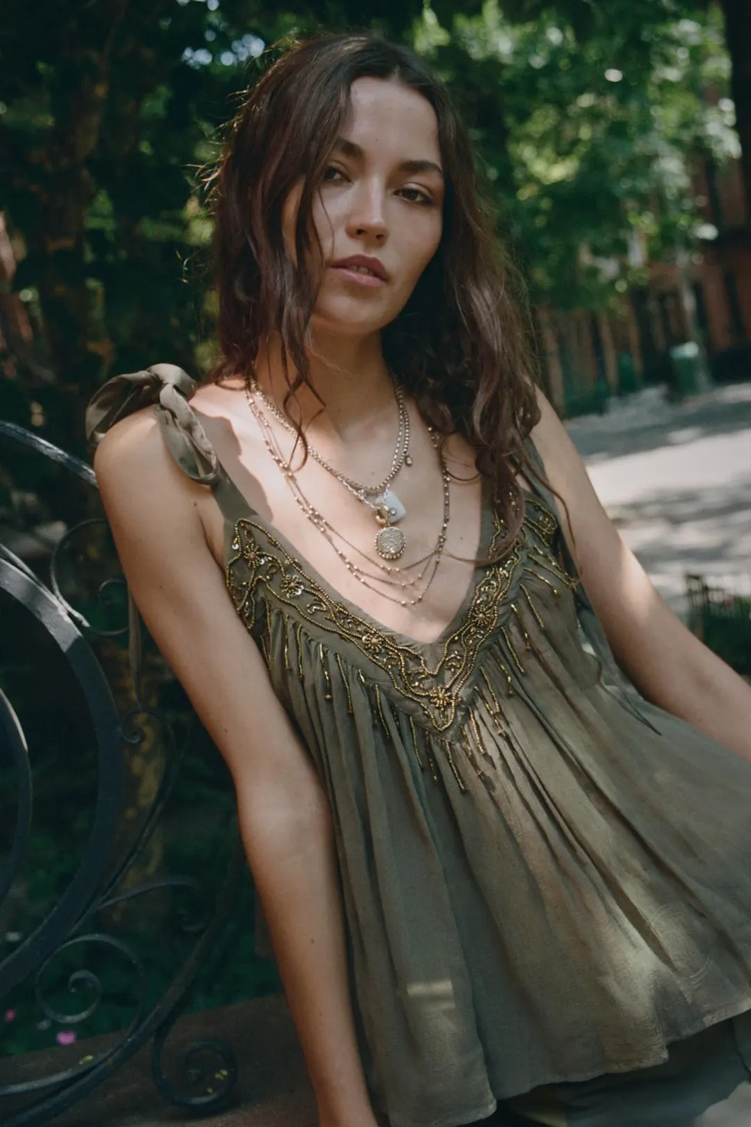 Топ с бусинами и пайетками, Zara