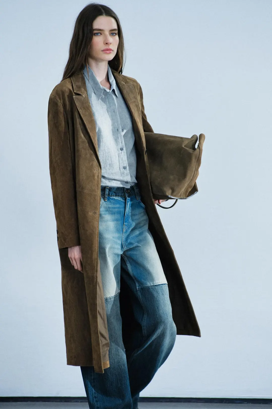 Длинное пальто из 100% кожи ZW Collection, Zara