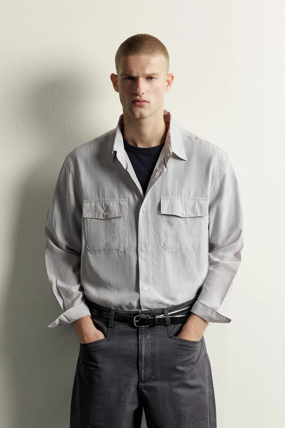 Рубашка струящаяся с карманом, Zara