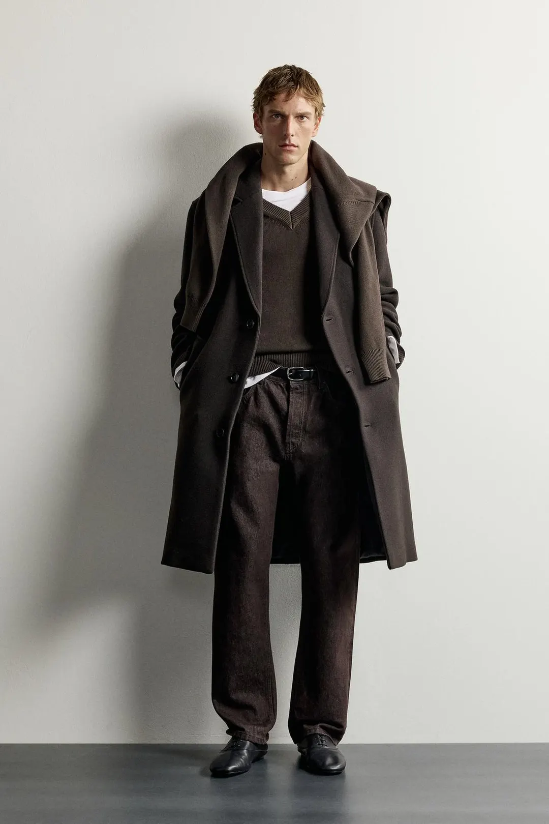Пальто свободного кроя из смесовой шерсти, Zara