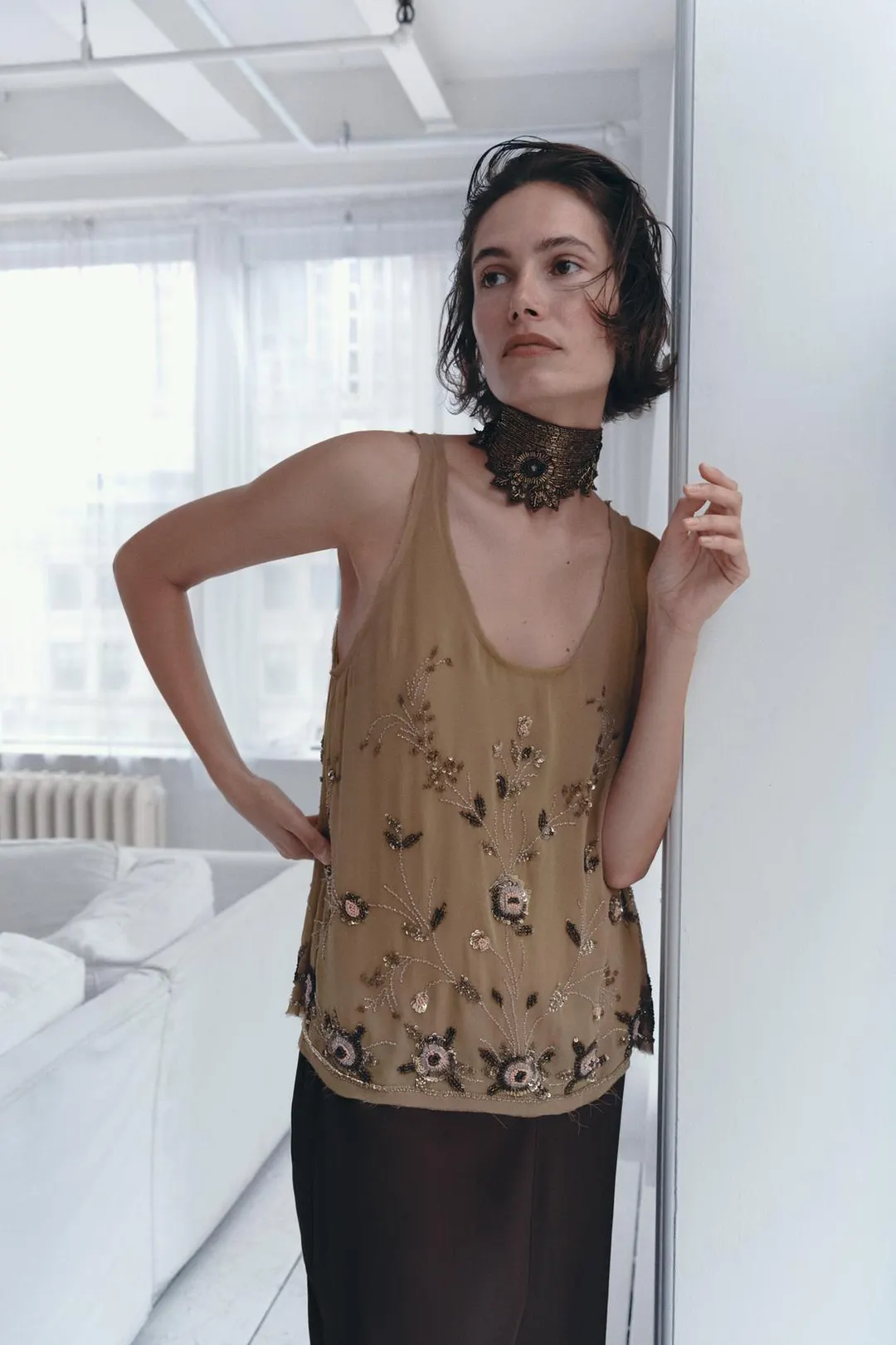 Топ с цветочной вышивкой, Zara
