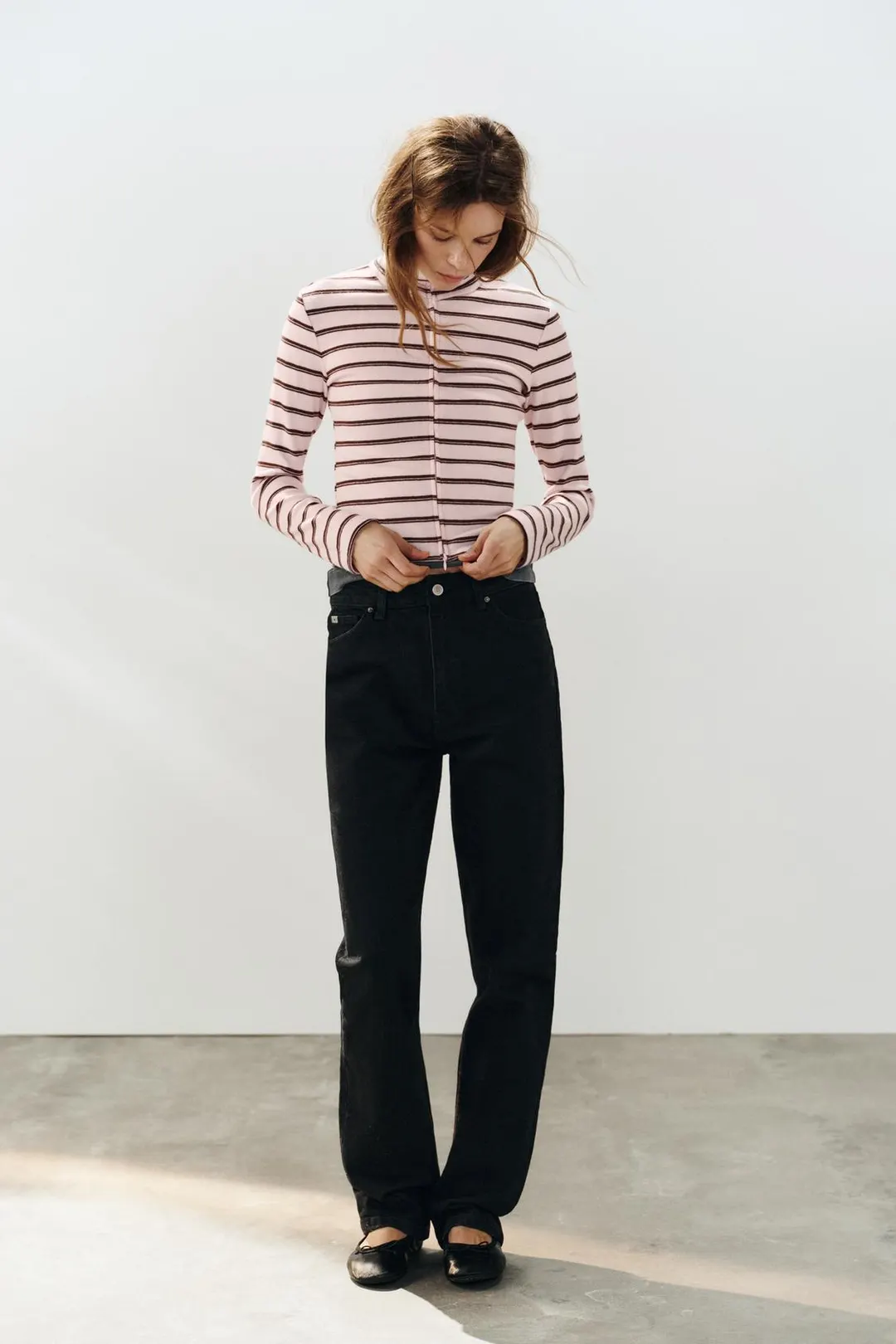 Куртка в полоску на молнии, Zara
