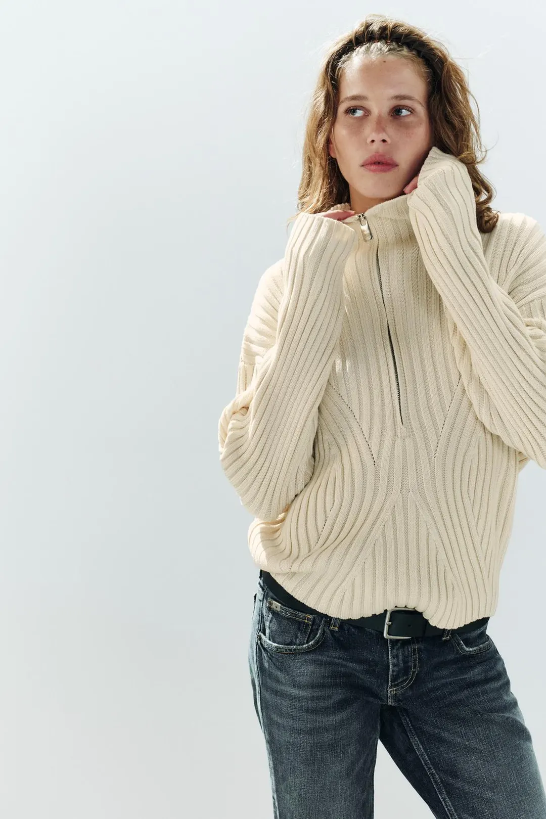 Вязаный свитер в рубчик, Zara