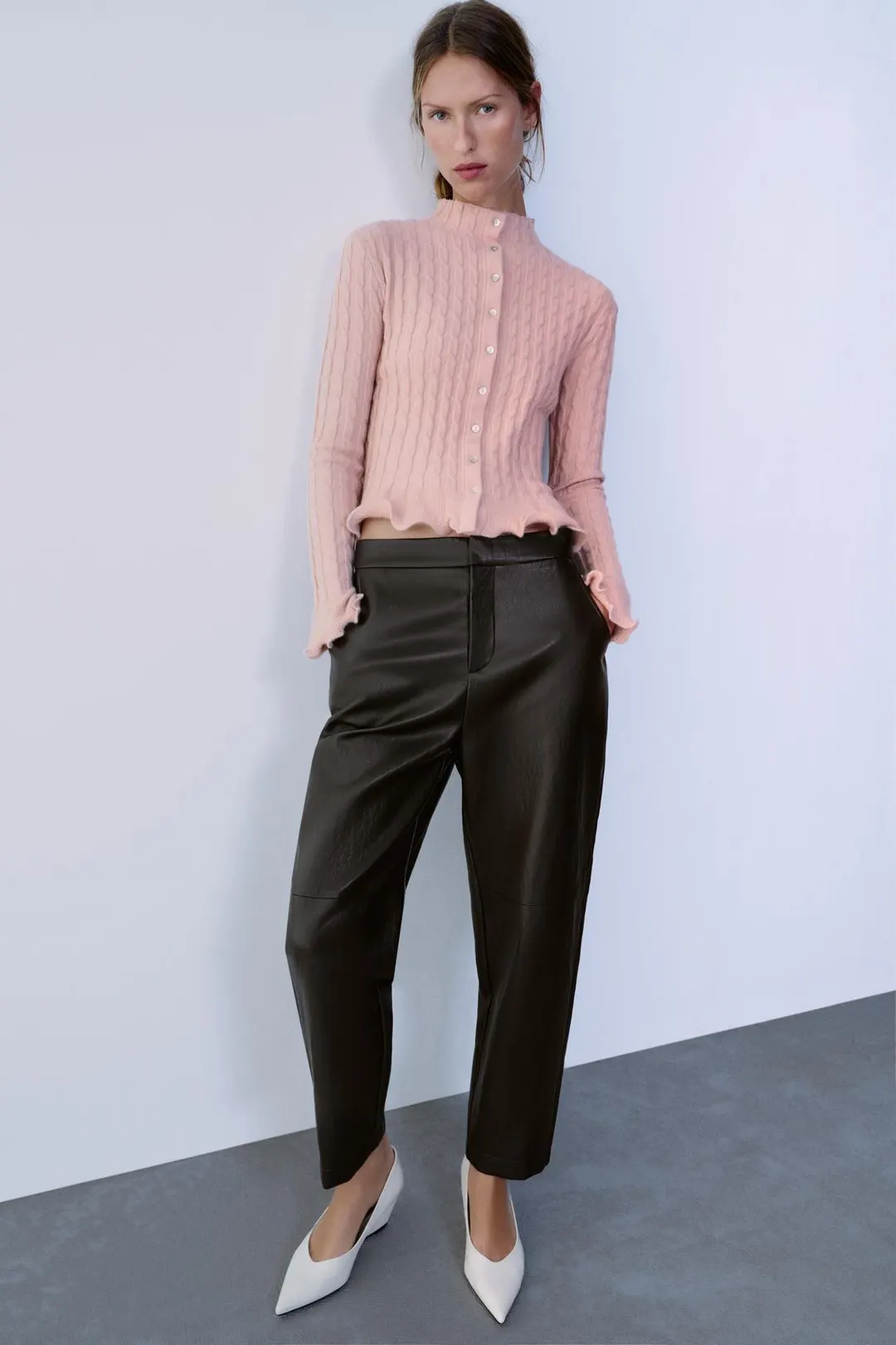 Кардиган фактурной вязки с оборками, Zara