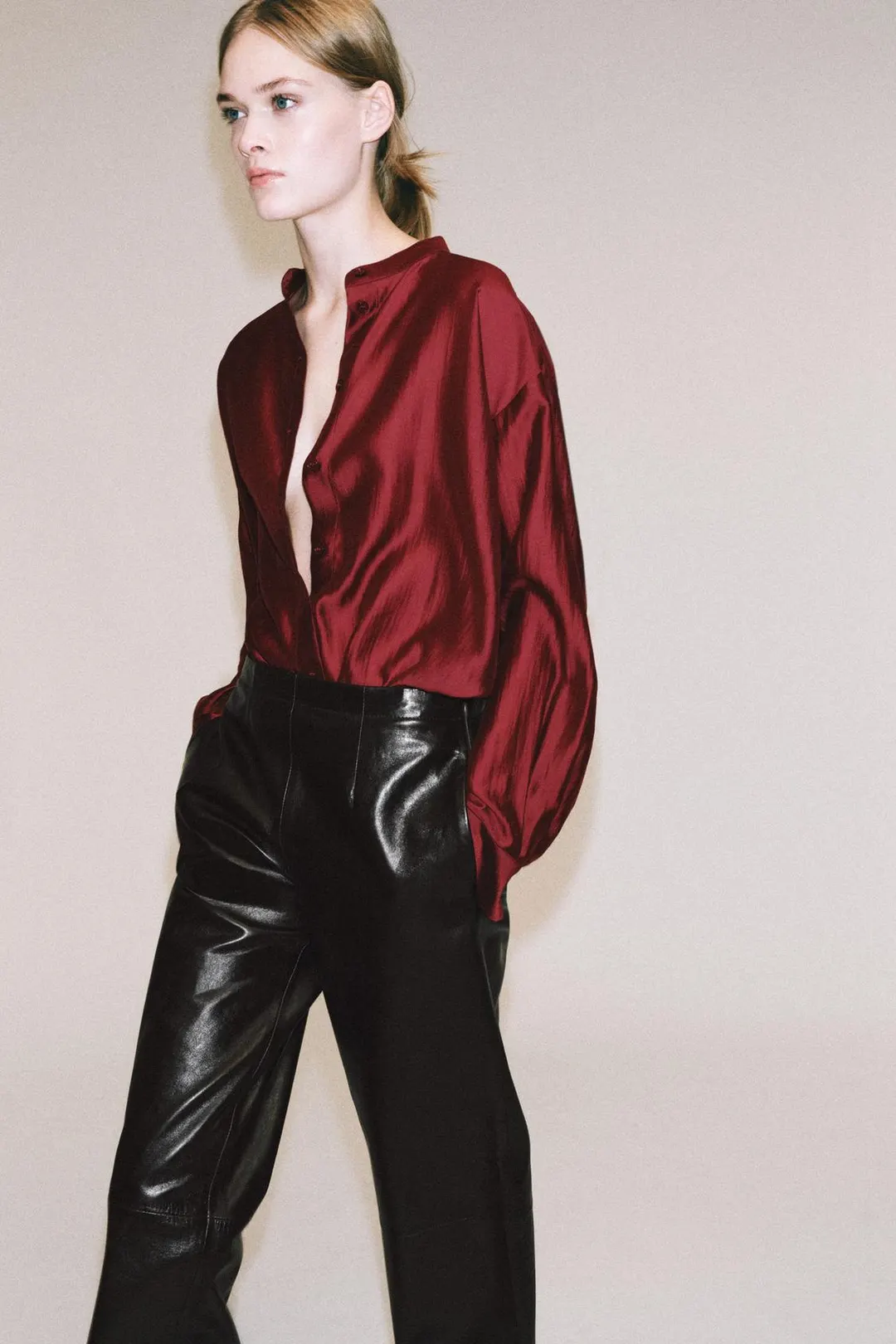 Рубашка с воротником-стойкой ZW Collection, Zara