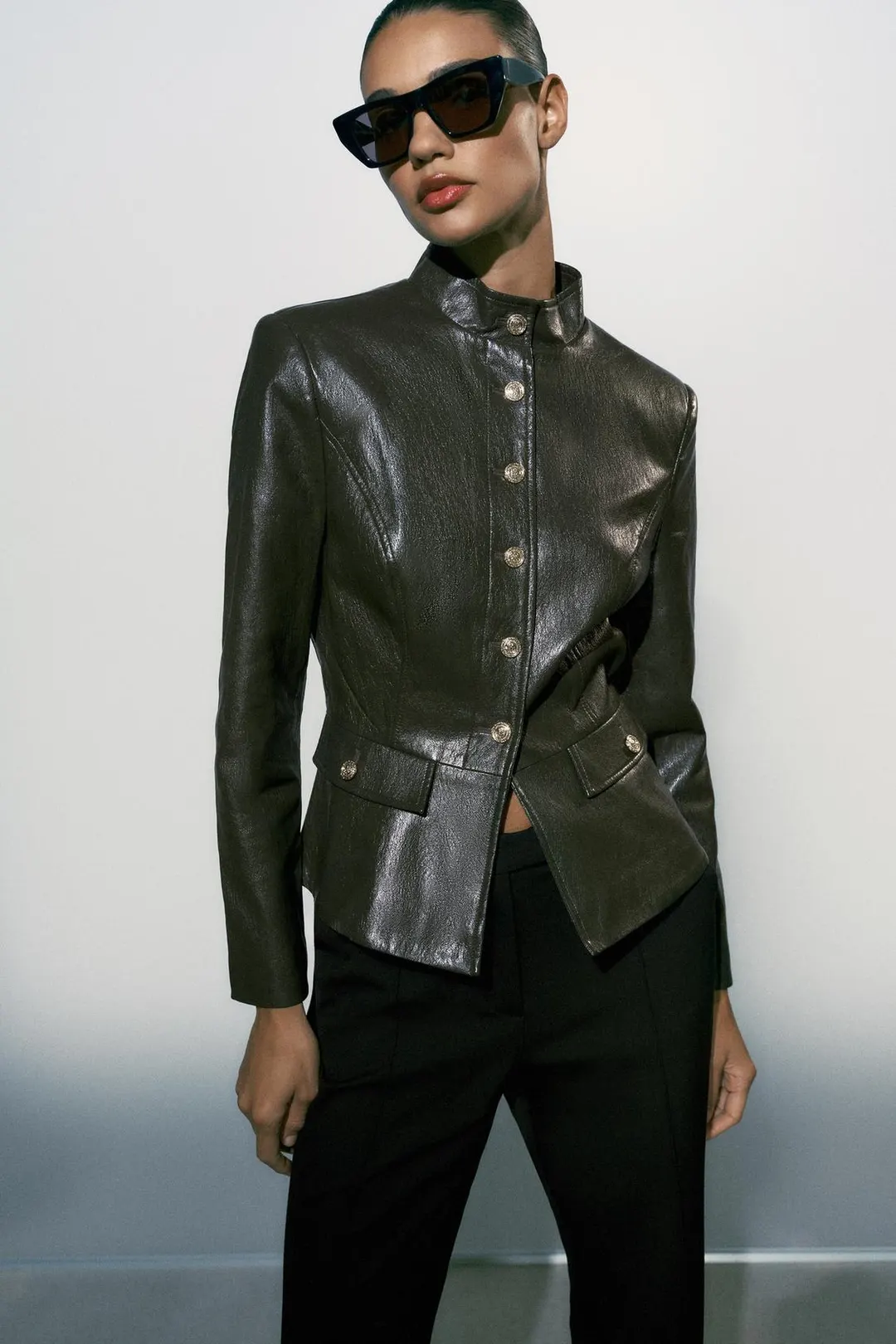 Куртка под кожу с подплечниками, Zara