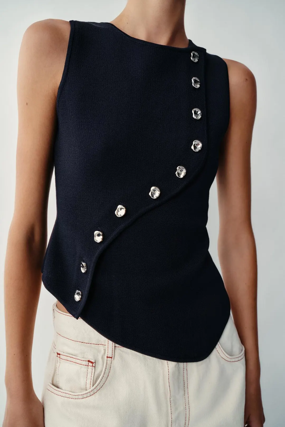 Вязаный топ с асимметричной застежкой, Zara