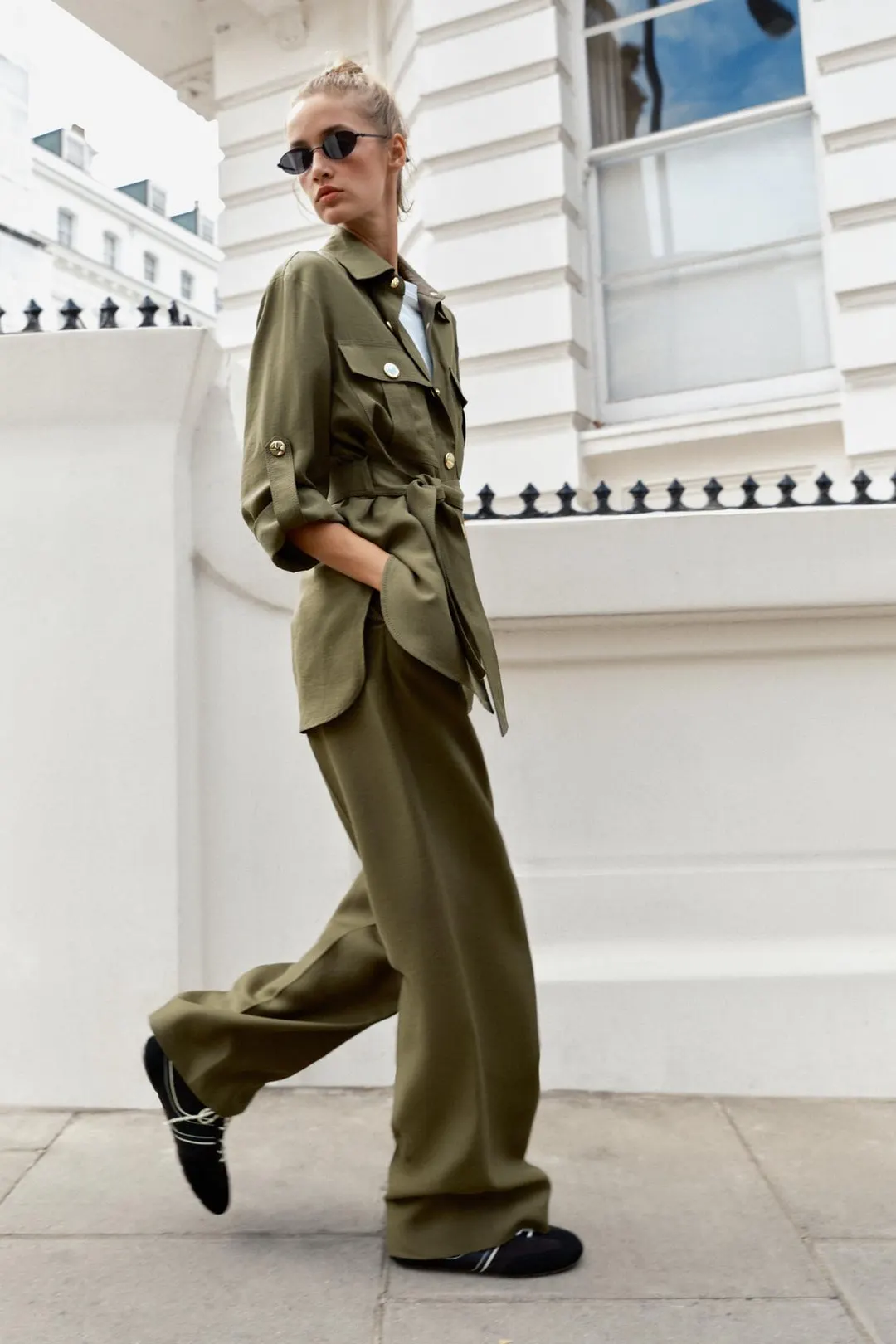 Прямые брюки с высокой посадкой, Zara