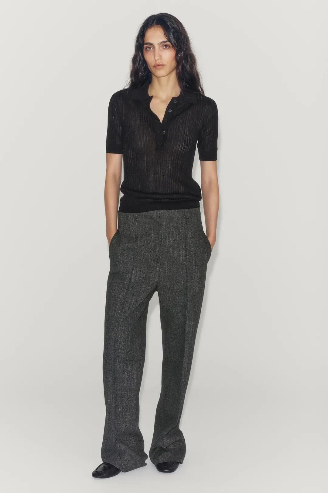 Полупрозрачное трикотажное поло, Zara