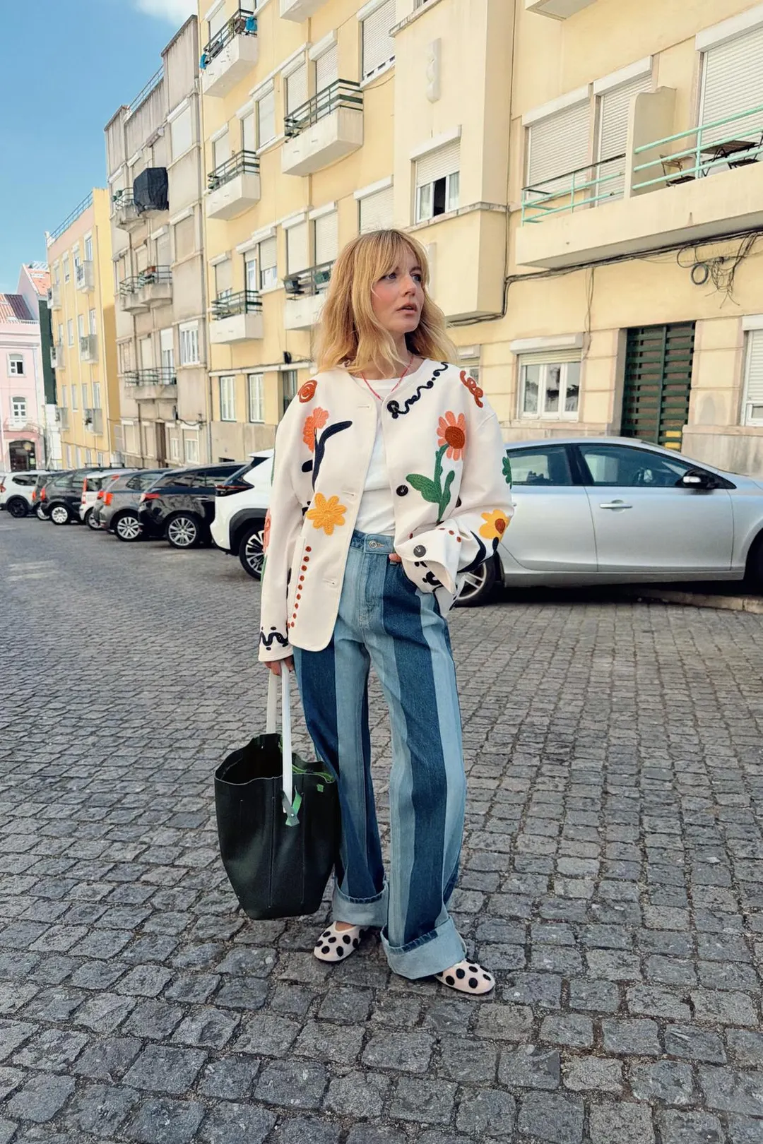 Балетки с принтом и бусинами, Zara