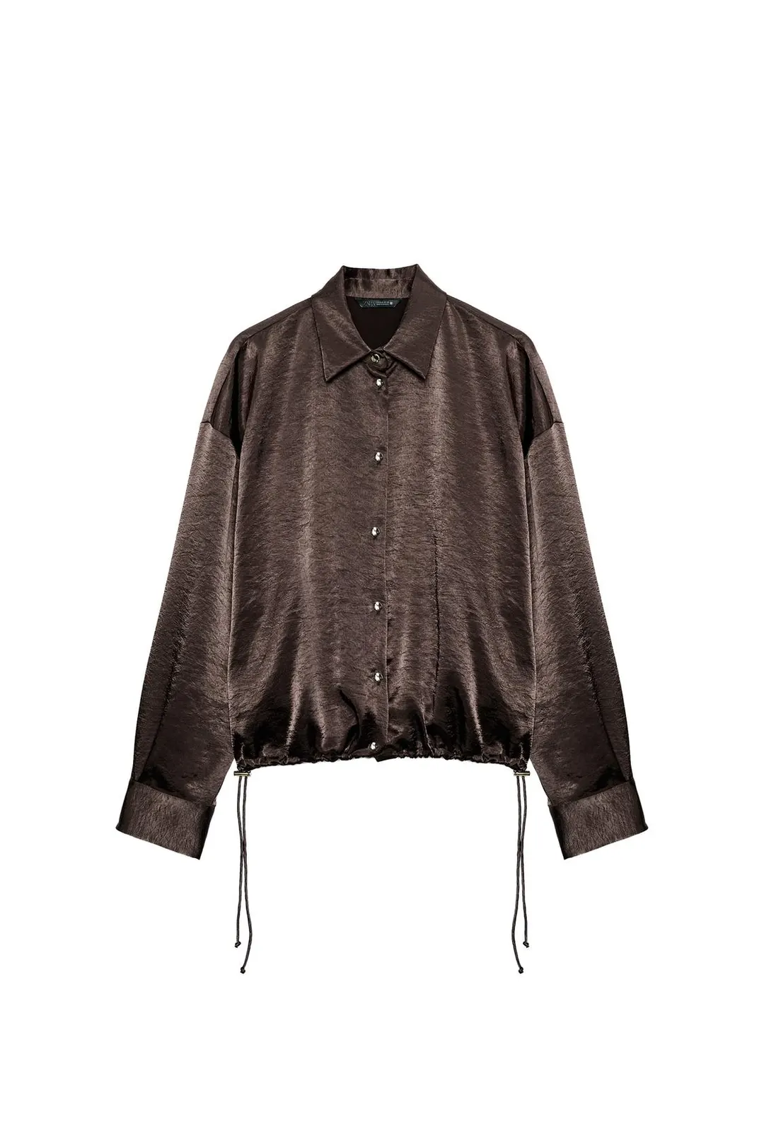 Блузка атласная с кулиской по низу, Zara