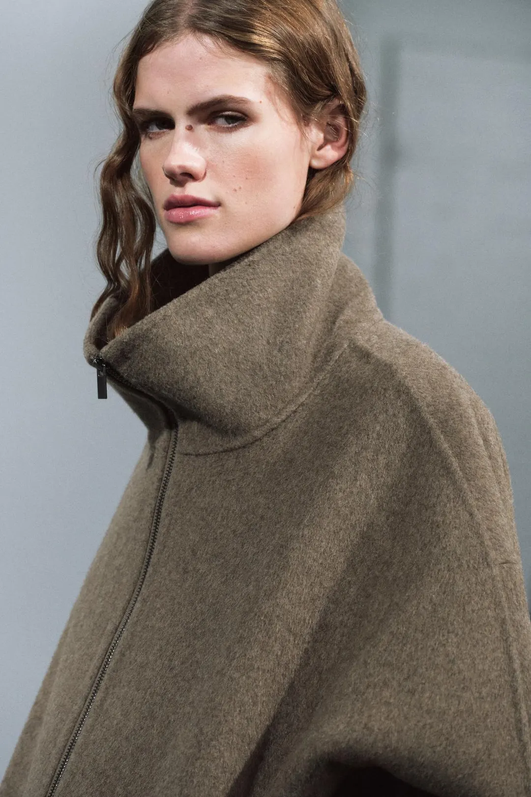 Короткое пальто из смесовой шерсти ZW Collection, Zara