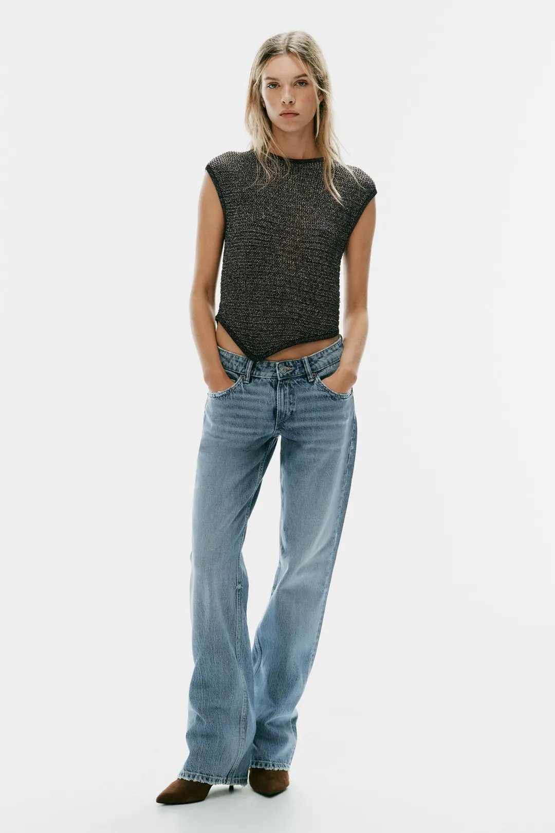 Асимметричный вязаный топ, Zara