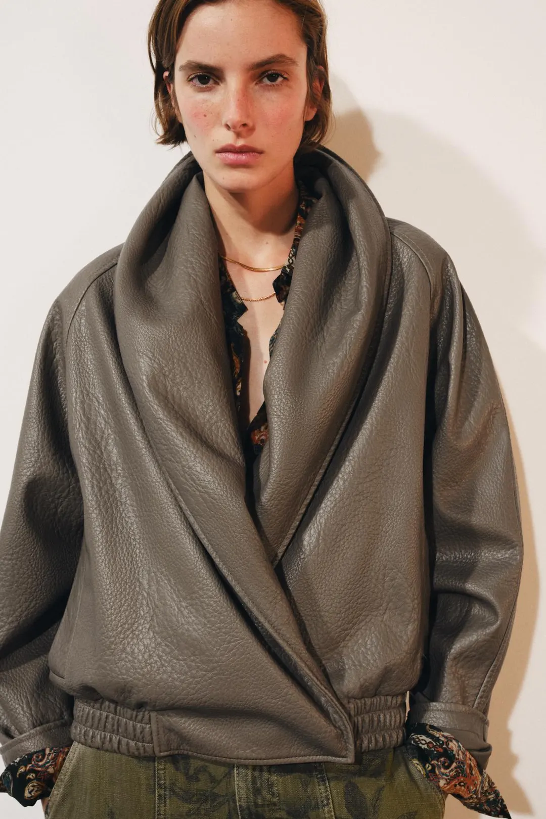 Двубортная куртка под кожу ZW Collection, Zara