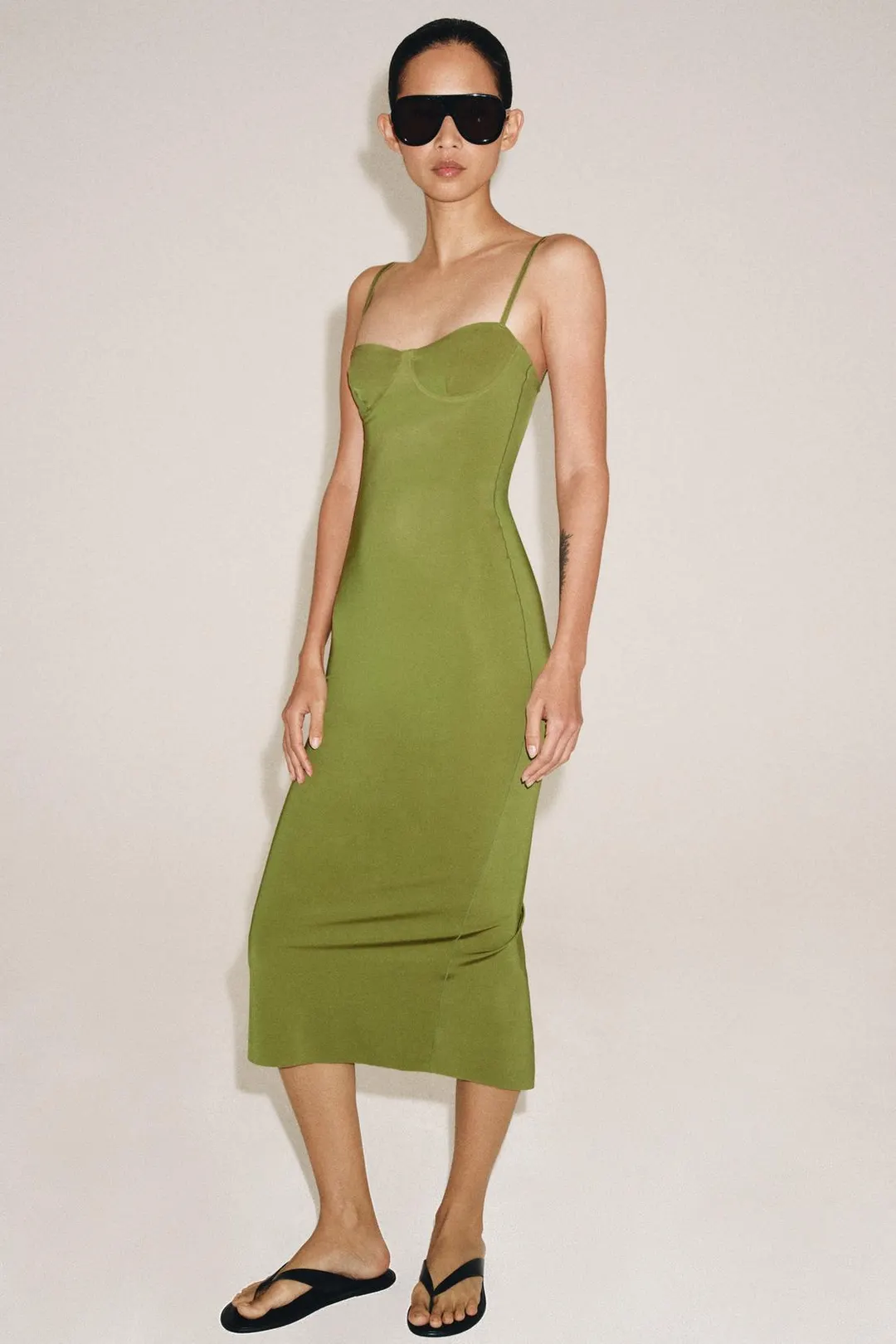 Платье миди из полиамида, Zara