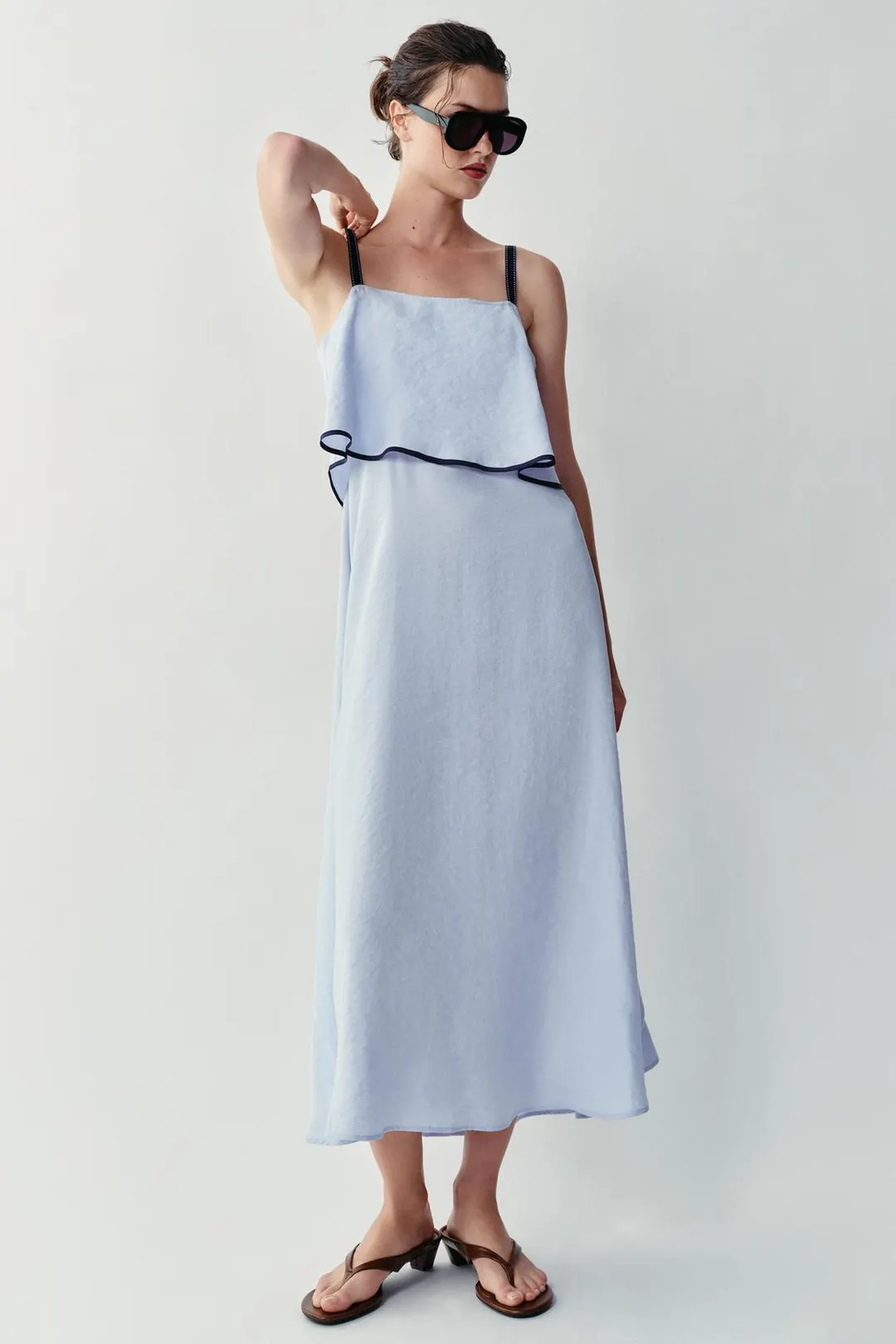 Платье комбинированное миди, Zara