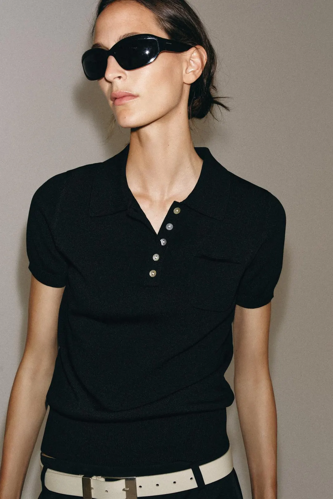Вязаное поло с короткими рукавами, Zara