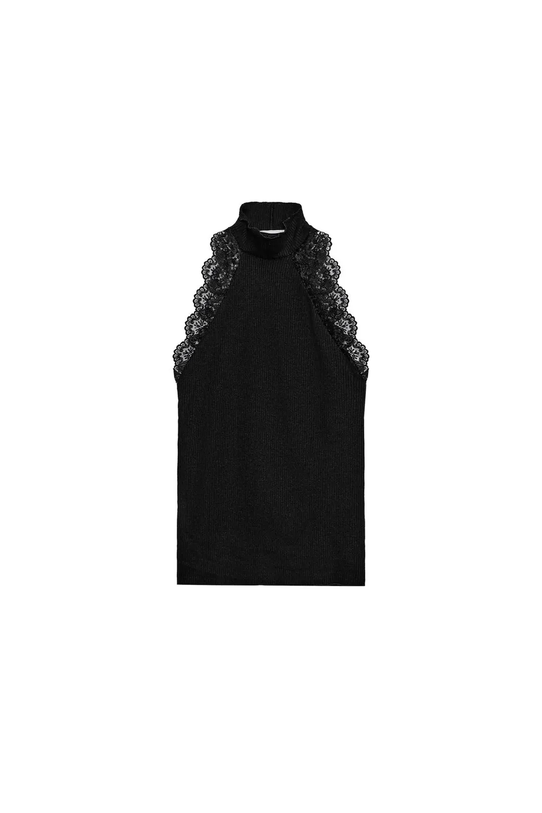 Топ в рубчик с кружевной отделкой, Zara