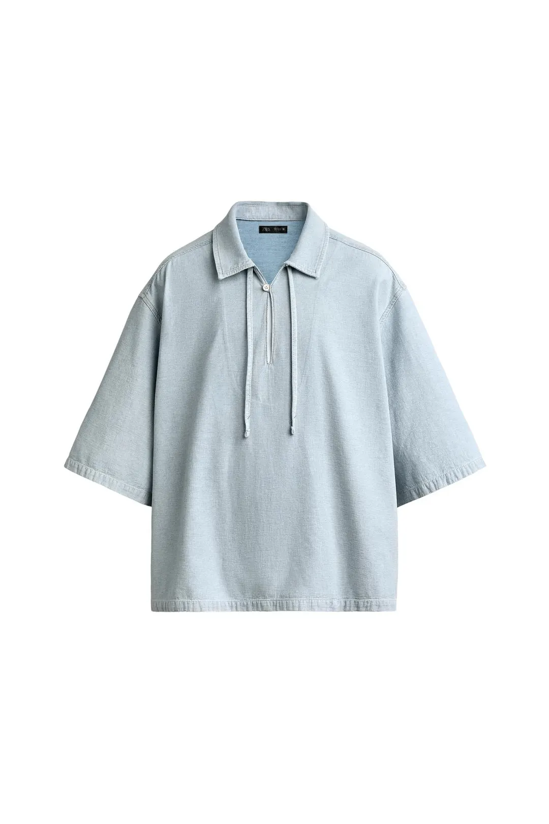 Поло свободного кроя из тонкого денима, Zara