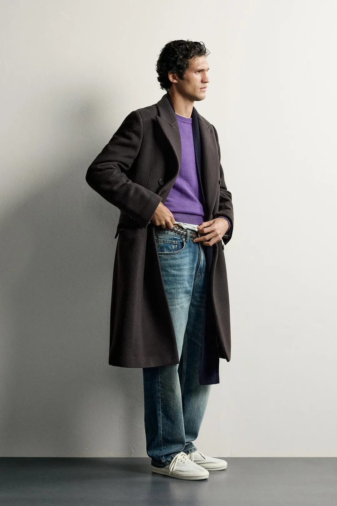 Двубортное пальто из смесовой шерсти, Zara