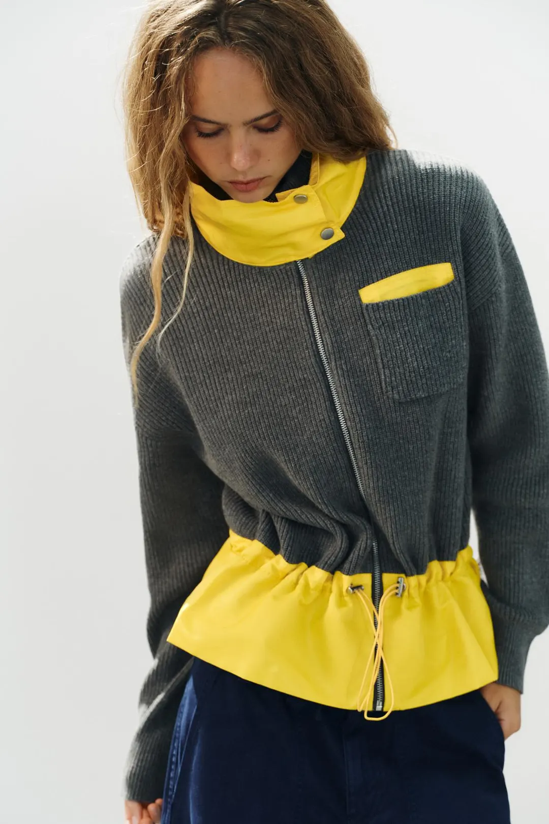 Куртка комбинированная вязаная, Zara
