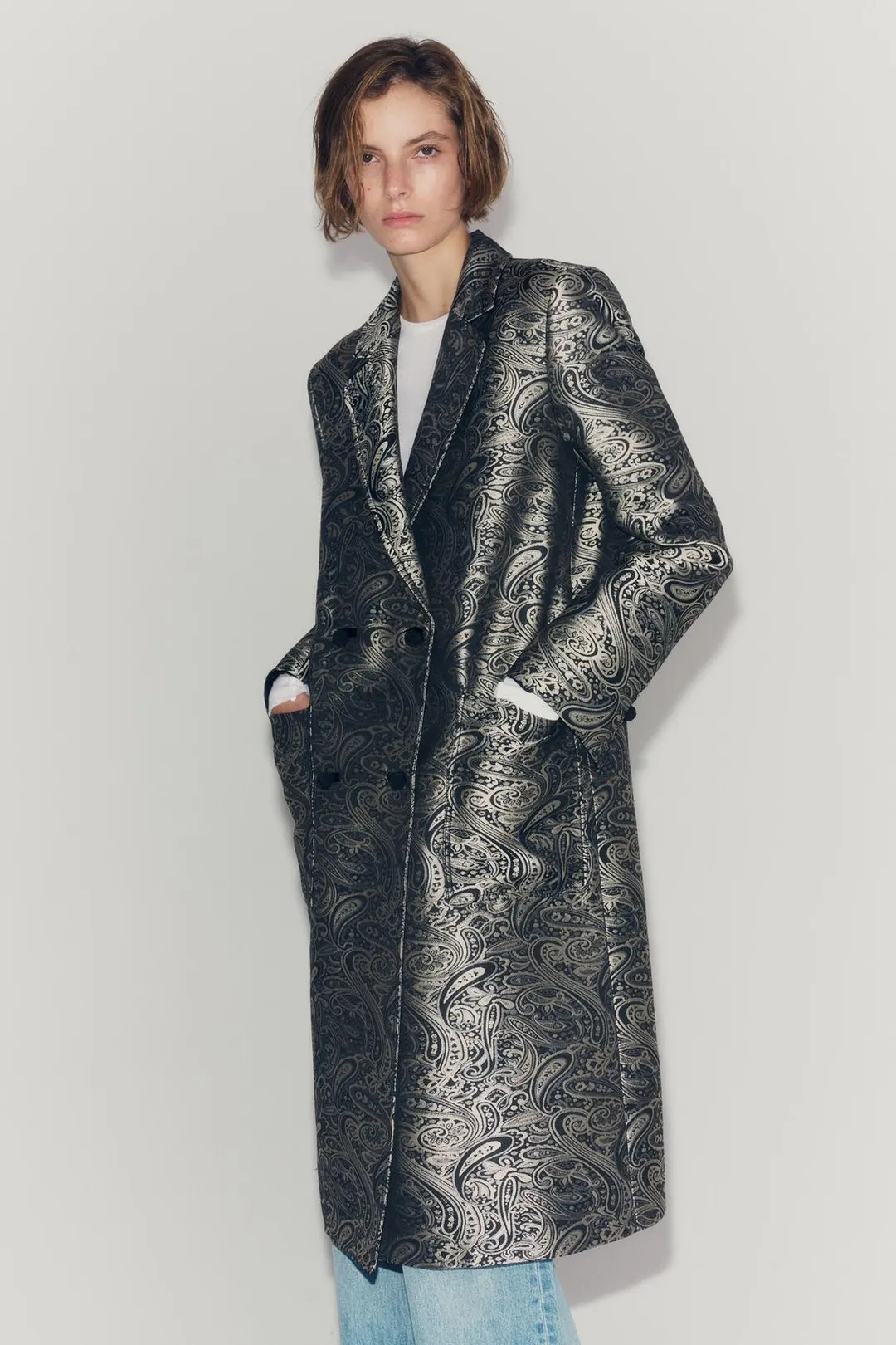 Жаккардовое пальто ZW Collection, Zara