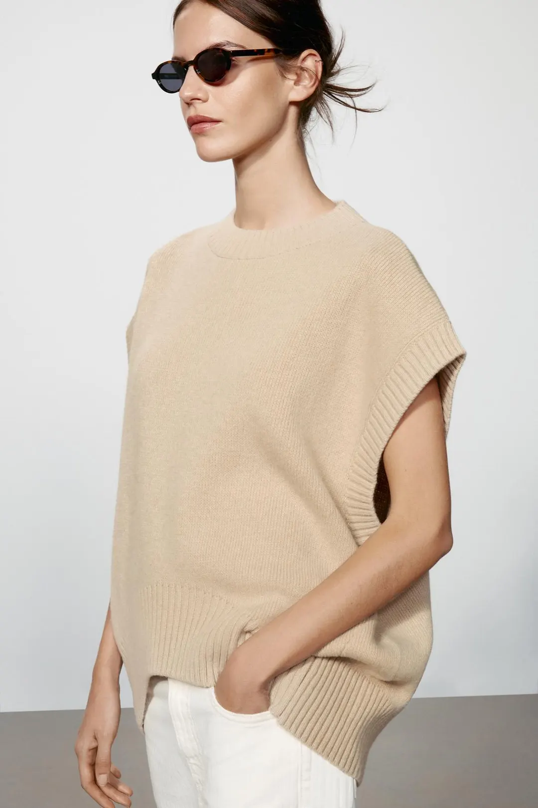 Жилет оверсайз из смесовой шерсти, Zara