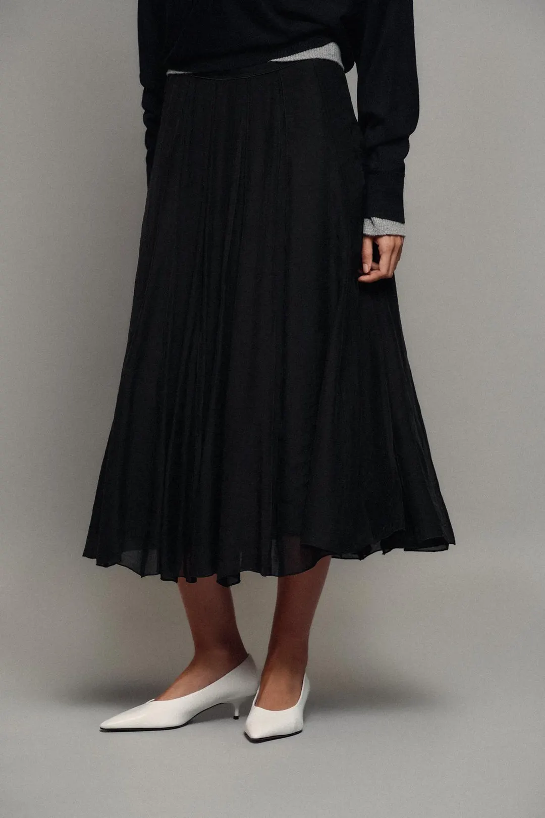 Комбинированная юбка ZW Collection струящегося кроя, Zara