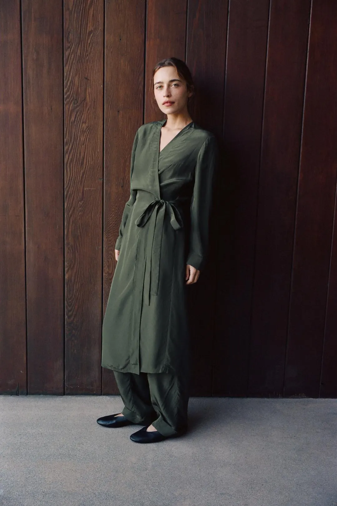 Атласное платье с запахом, Zara