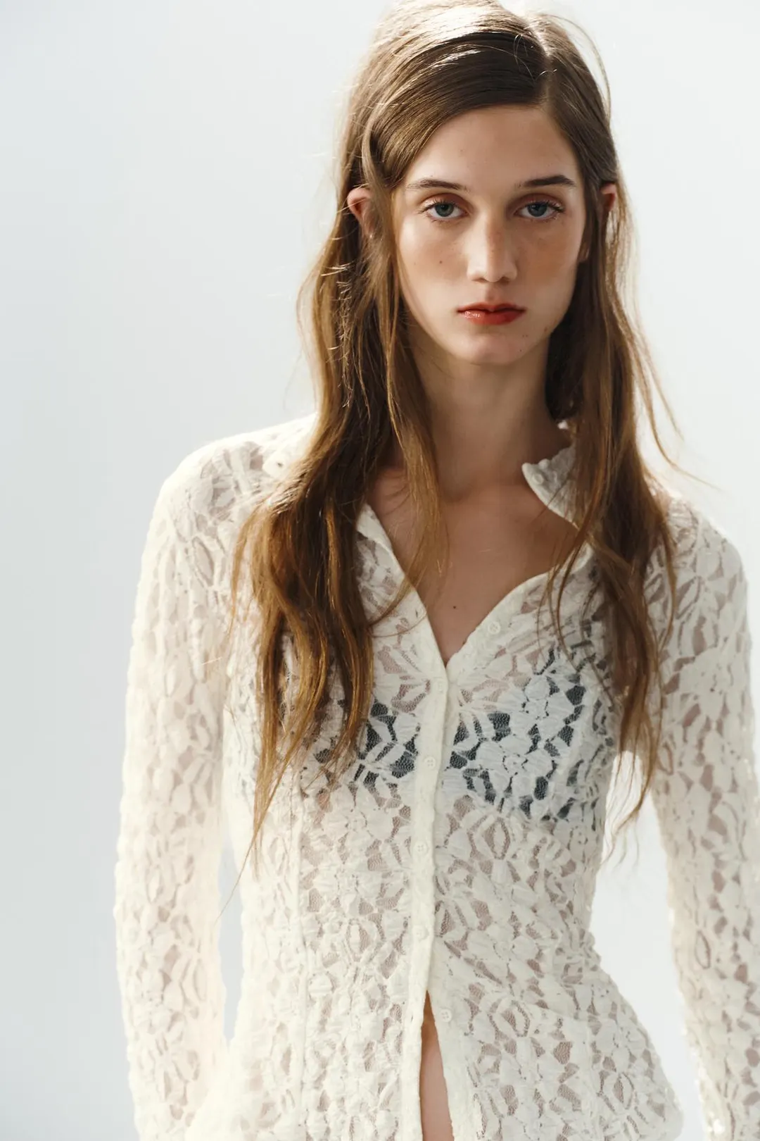 Кружевной топ на пуговицах, Zara