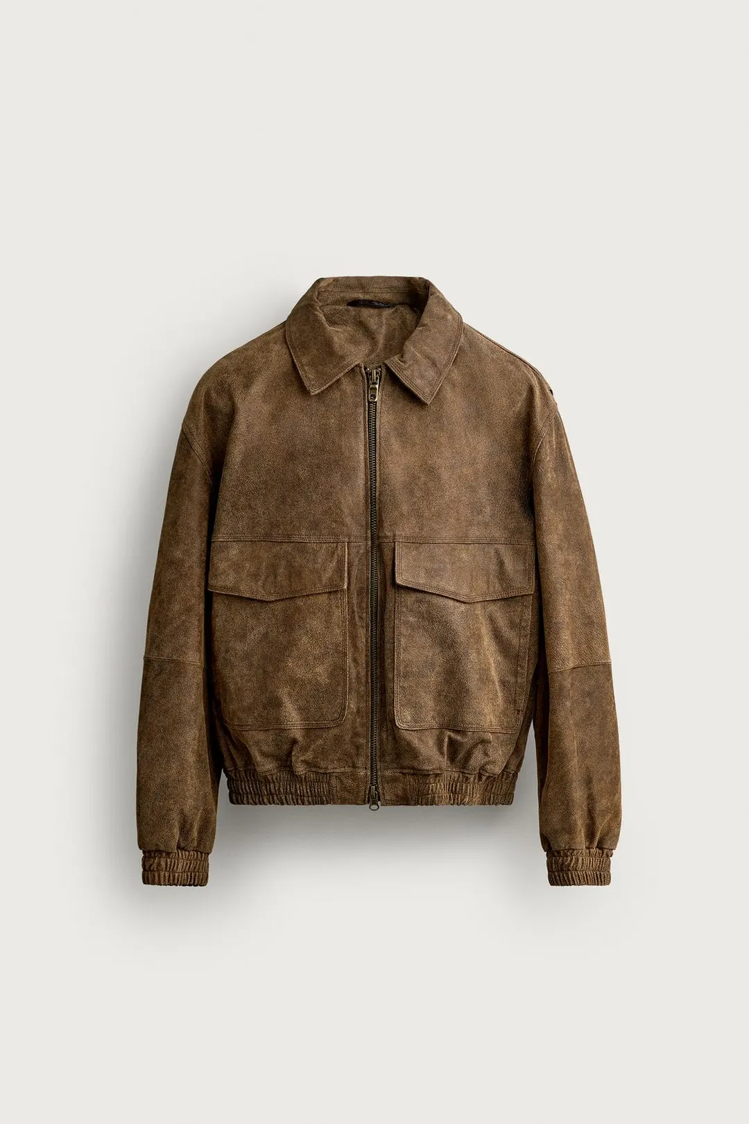Укороченная кожаная куртка с эффектом выцветания, Zara
