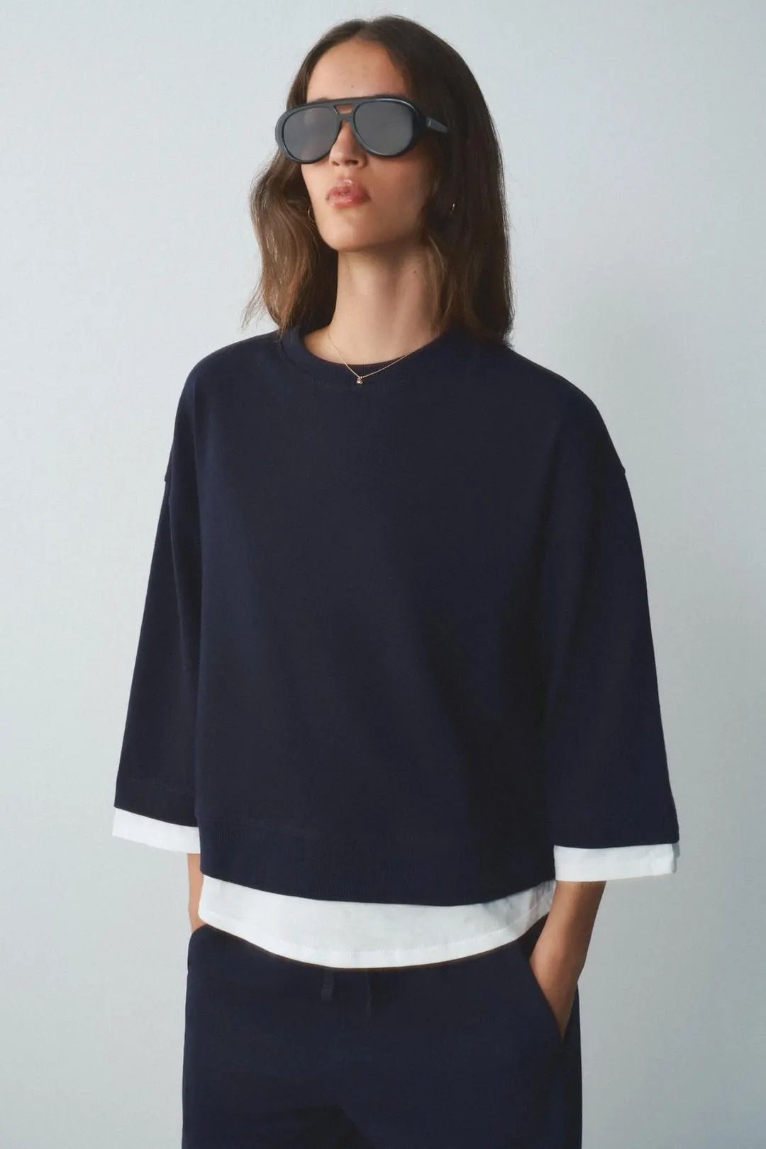 Свитшот с контрастными длинными рукавами, Zara