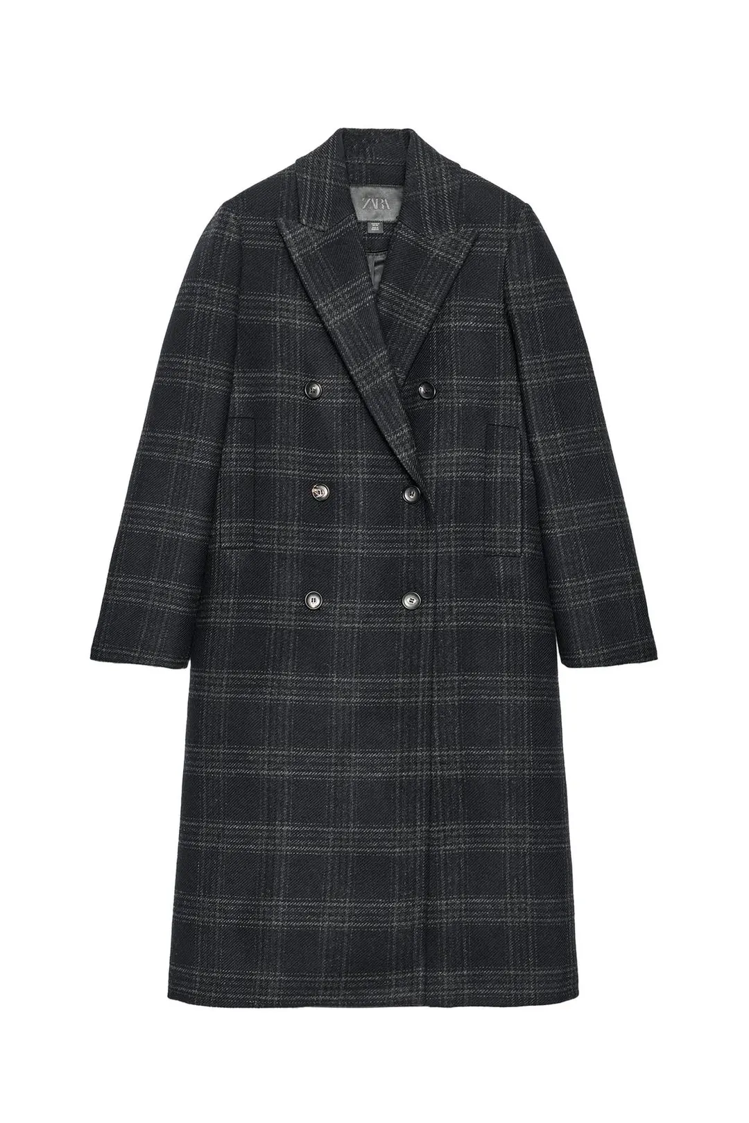 Пальто в клетку из смесовой шерсти ZW Collection, Zara