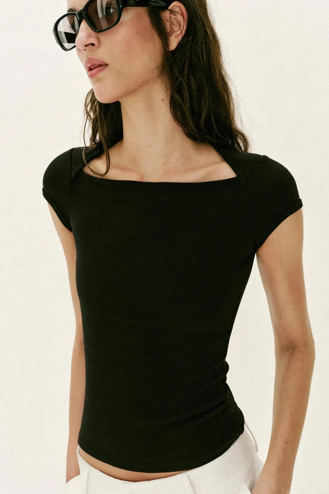 Футболка с квадратным вырезом, Zara