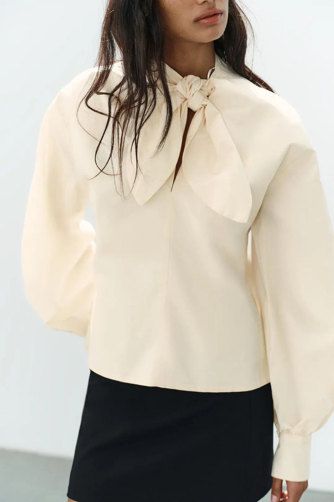 Рубашка из поплина с бантом, Zara