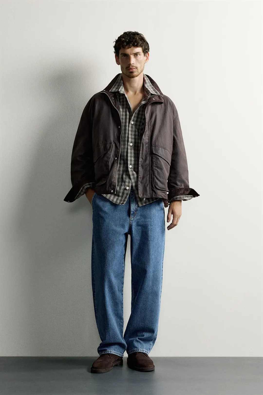 Куртка прямого кроя с вощеным эффектом, Zara